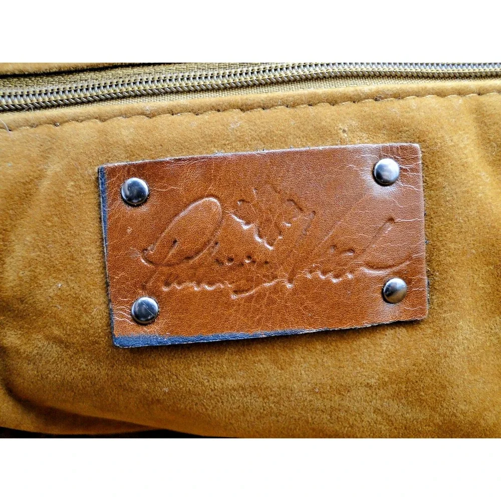 Patricia Nash Mandia Ebbe Woven Straw Leather Trim Large Satchel Lucite Ring Bag